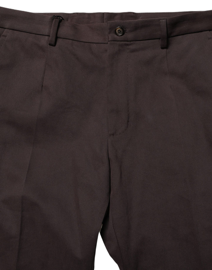 Dolce &amp; Gabbana Brown Cotton Skinny Leg Dress Trouser Pants
