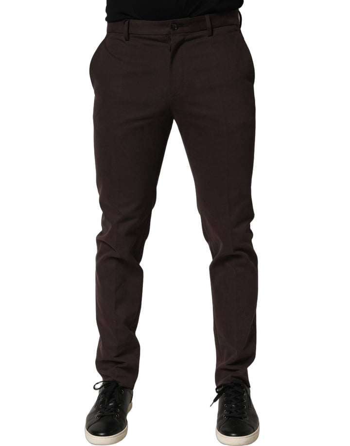 Dolce &amp; Gabbana Brown Cotton Skinny Leg Dress Trouser Pants