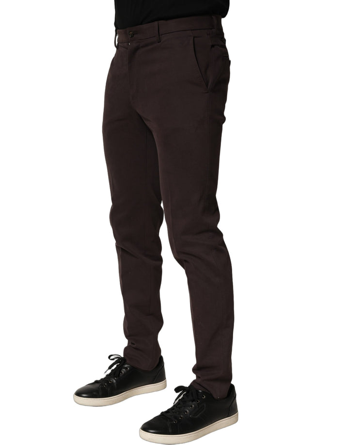 Dolce &amp; Gabbana Brown Cotton Skinny Leg Dress Trouser Pants