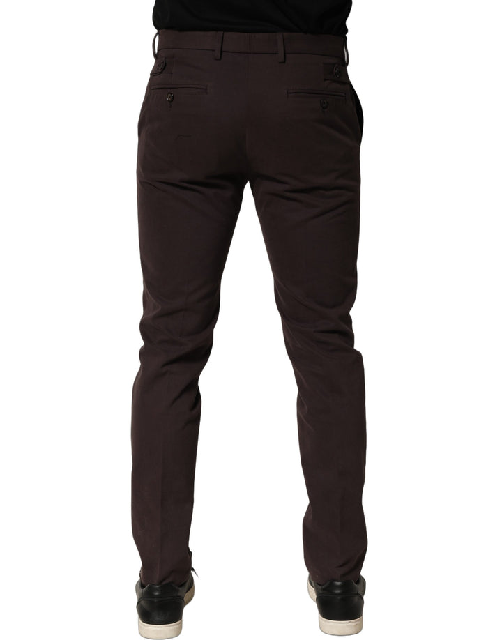 Dolce &amp; Gabbana Brown Cotton Skinny Leg Dress Trouser Pants