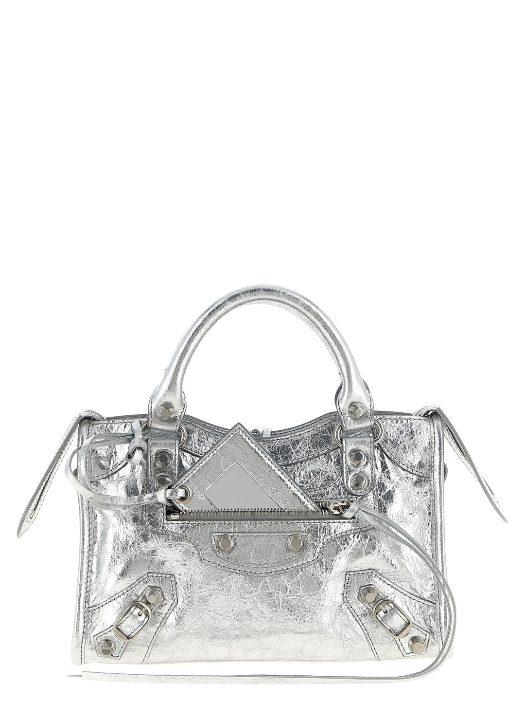 Balenciaga Silver Lamb Leather Handbag