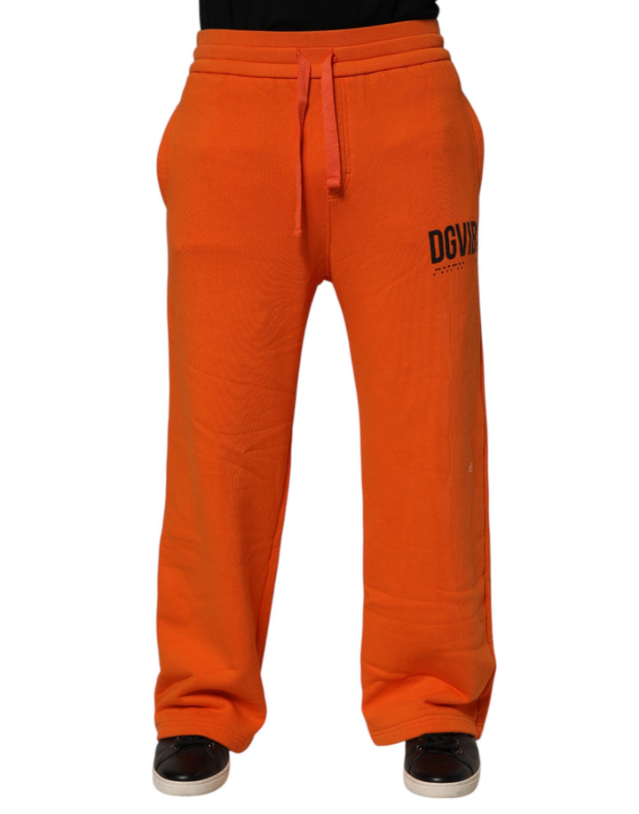 Dolce &amp; Gabbana Orange Cotton DGVIB3 Men Trackpants Pants