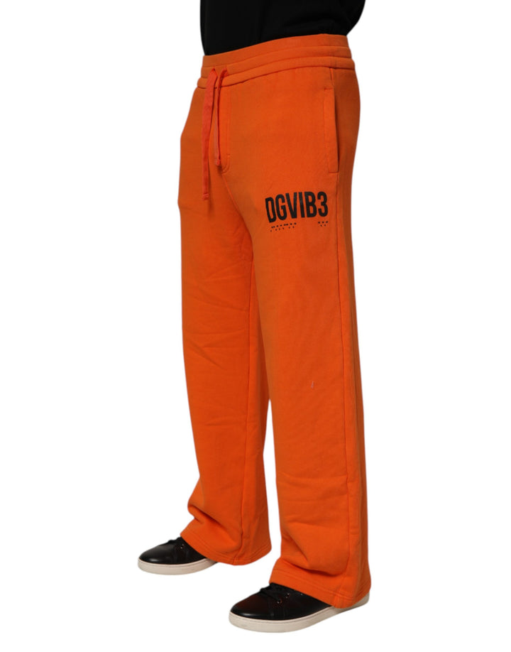 Dolce &amp; Gabbana Orange Cotton DGVIB3 Men Trackpants Pants