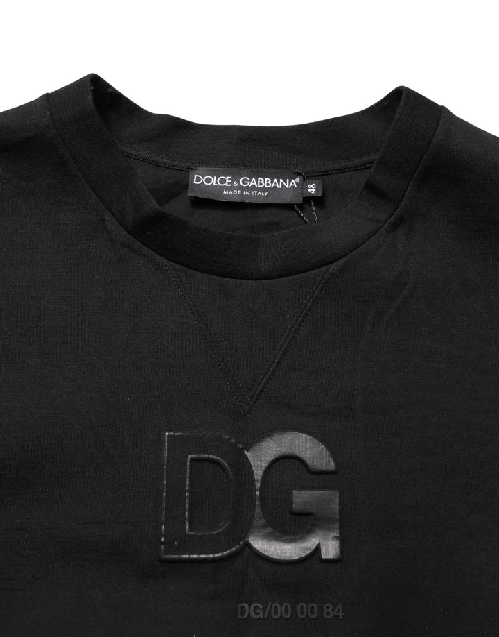Dolce &amp; Gabbana Black Cotton DG Crew Neck Sweatshirt Sweater