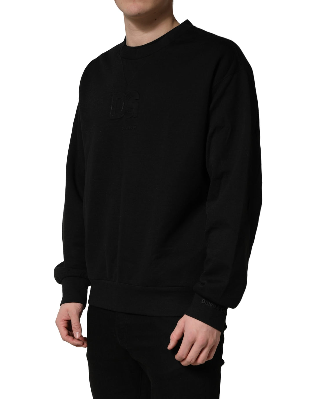 Dolce &amp; Gabbana Black Cotton DG Crew Neck Sweatshirt Sweater