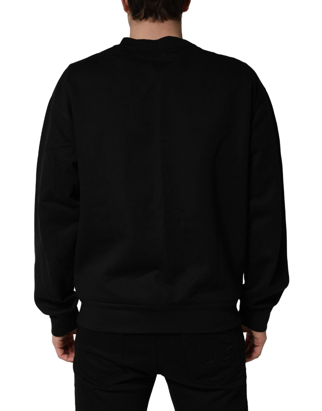Dolce &amp; Gabbana Black Cotton DG Crew Neck Sweatshirt Sweater