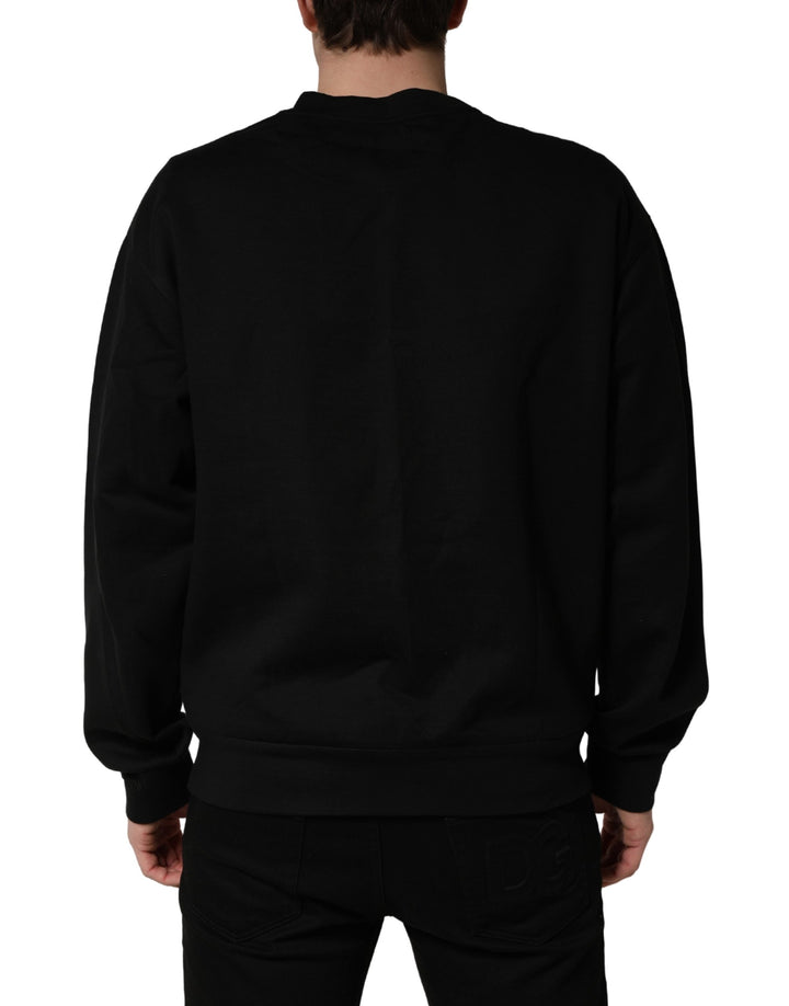 Dolce &amp; Gabbana Black Cotton DG Crew Neck Sweatshirt Sweater