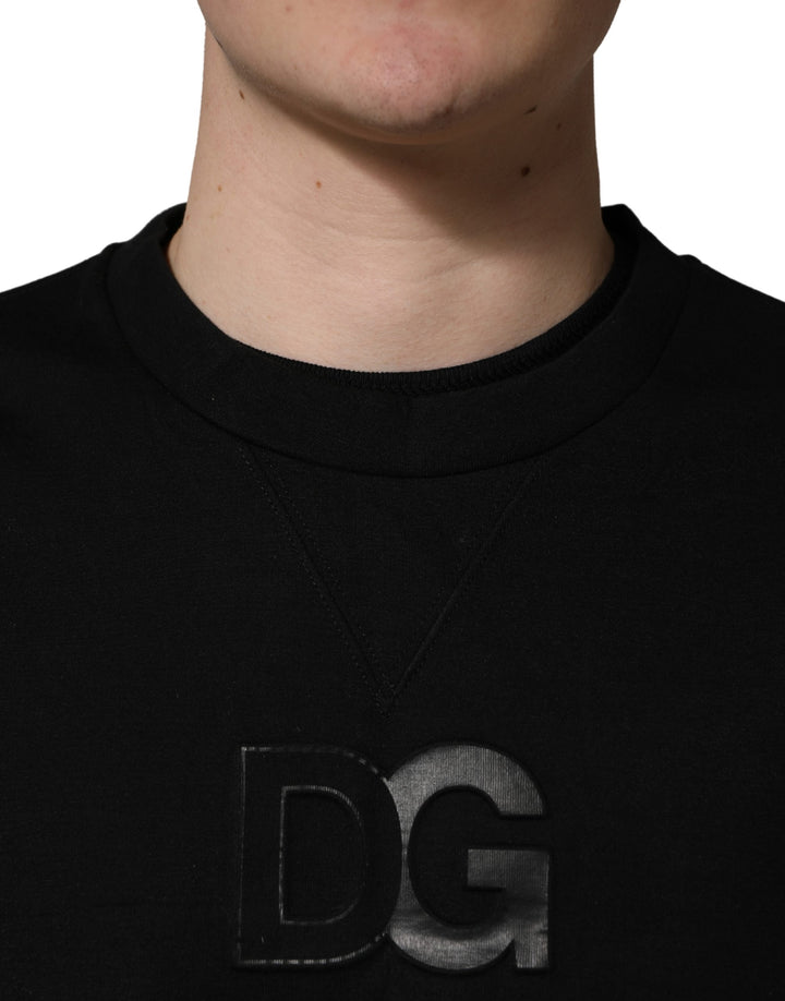 Dolce &amp; Gabbana Black Cotton DG Crew Neck Sweatshirt Sweater