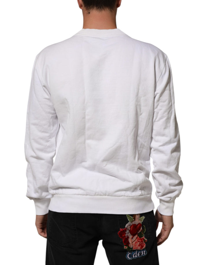 Dolce &amp; Gabbana White Logo Embossed Cotton Sweatshirt Sweater