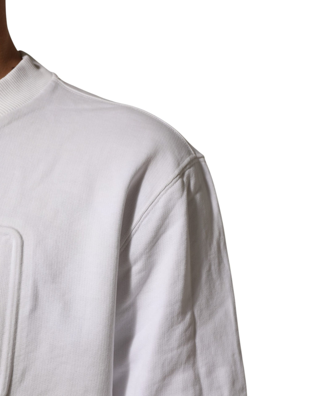 Dolce &amp; Gabbana White Logo Embossed Cotton Sweatshirt Sweater