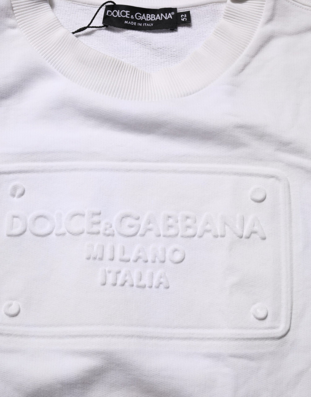 Dolce &amp; Gabbana White Logo Embossed Cotton Sweatshirt Sweater