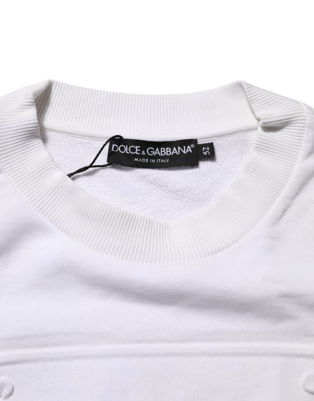 Dolce &amp; Gabbana White Logo Embossed Cotton Sweatshirt Sweater