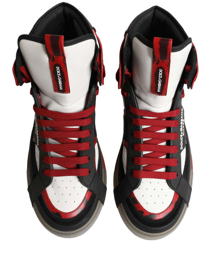 Dolce &amp; Gabbana Multicolor Leather High Top Sneakers Shoes
