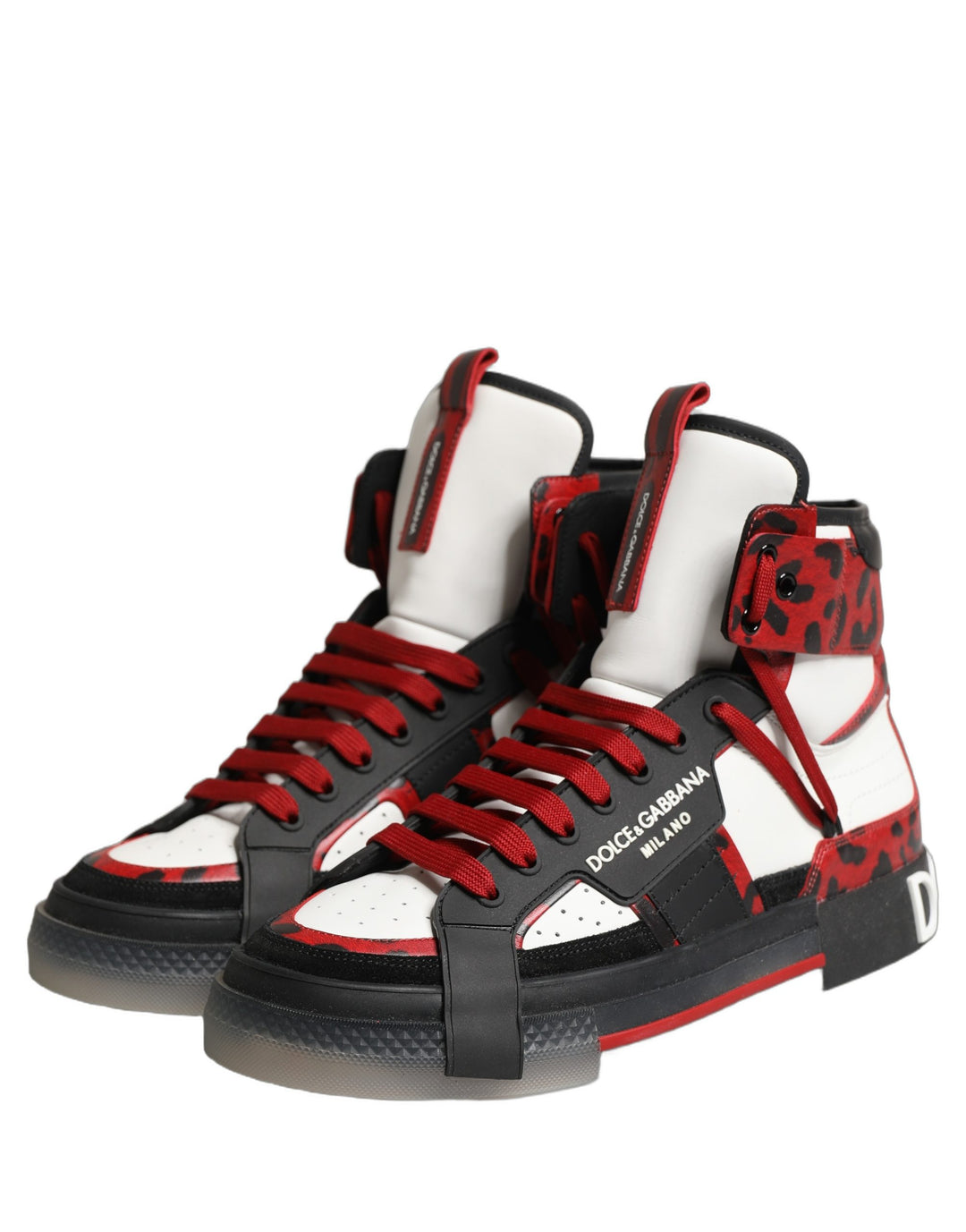 Dolce &amp; Gabbana Multicolor Leather High Top Sneakers Shoes