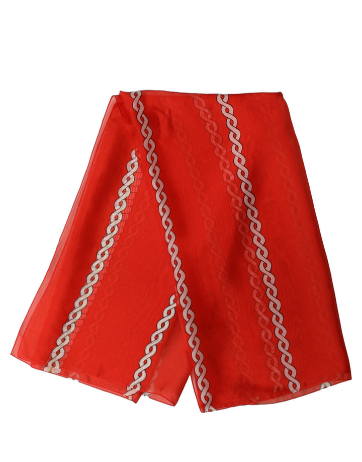 Dolce &amp; Gabbana Red Silk Braided Rope Square Foulard Scarf