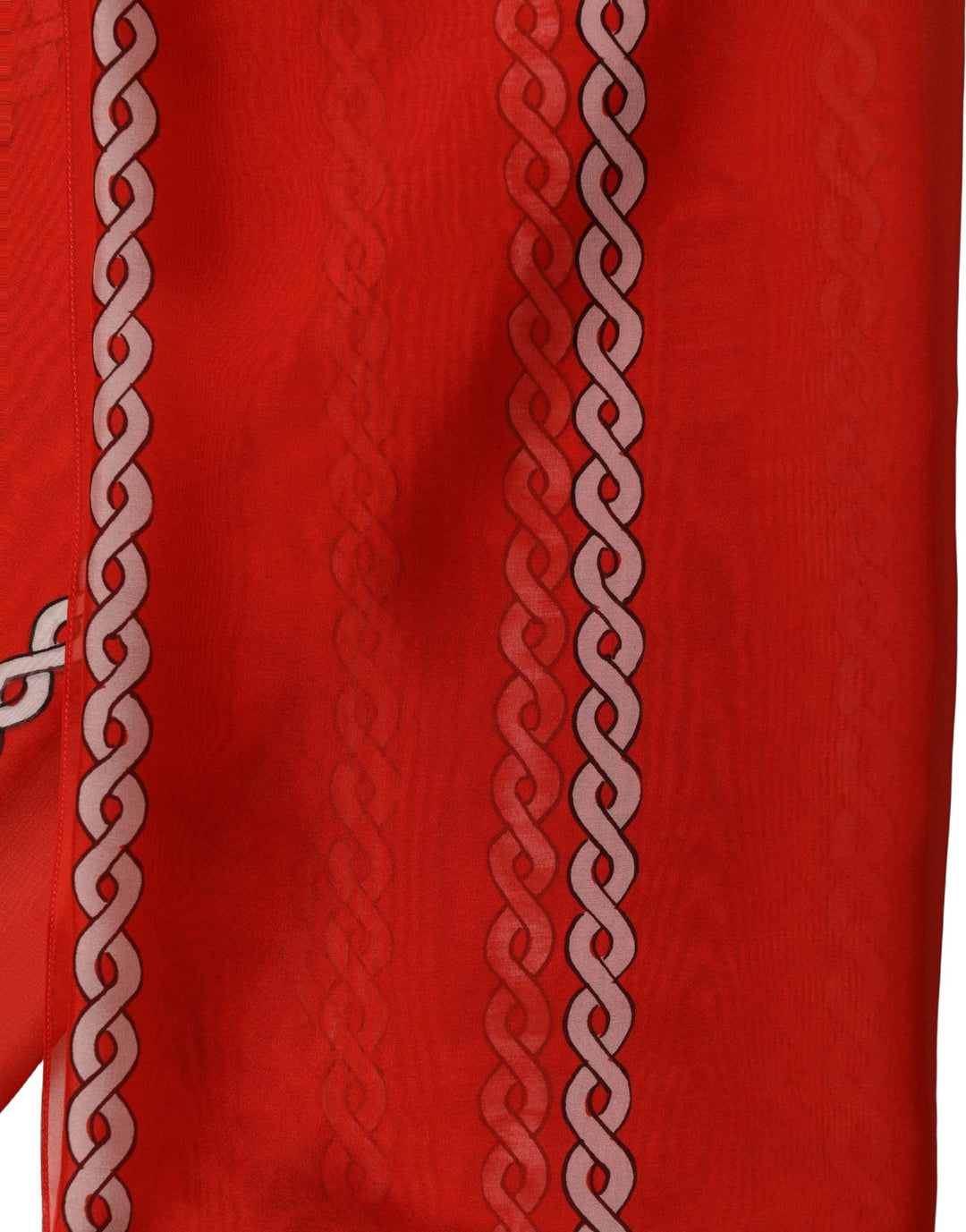 Dolce &amp; Gabbana Red Silk Braided Rope Square Foulard Scarf