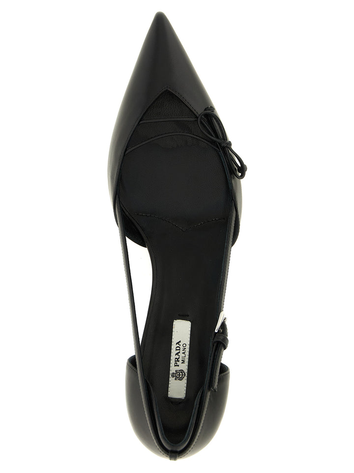 Prada Black Goatskin Mid Heel Pumps