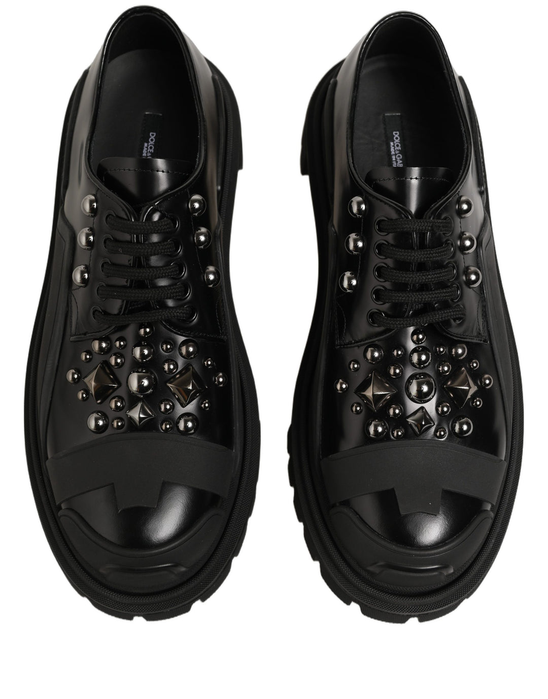 Dolce &amp; Gabbana Black Calfskin Leather Trekking Derby Shoes