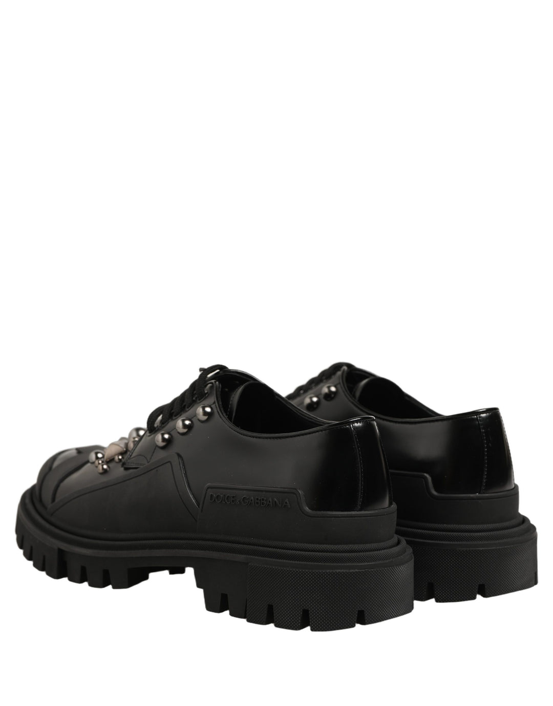 Dolce &amp; Gabbana Black Calfskin Leather Trekking Derby Shoes