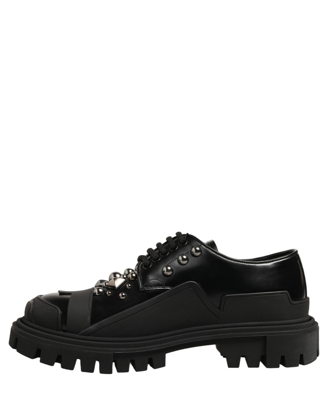 Dolce &amp; Gabbana Black Calfskin Leather Trekking Derby Shoes