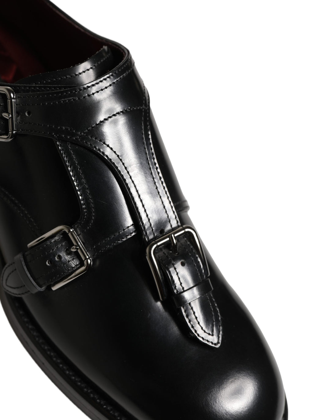 Dolce &amp; Gabbana Black Leather Monk Strap Formal Dress Shoes