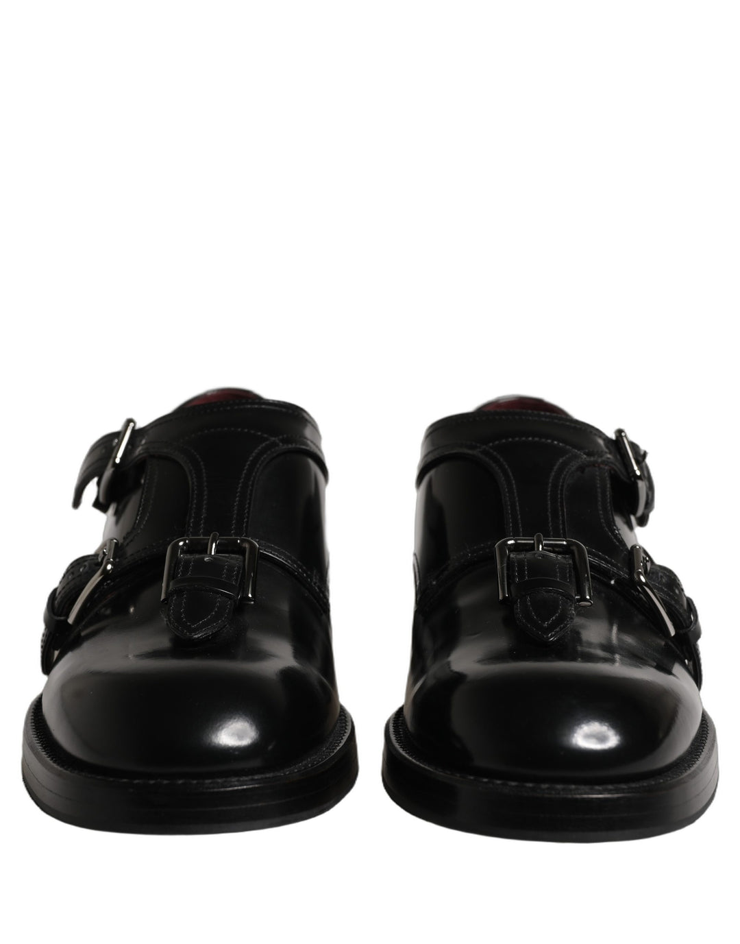 Dolce &amp; Gabbana Black Leather Monk Strap Formal Dress Shoes