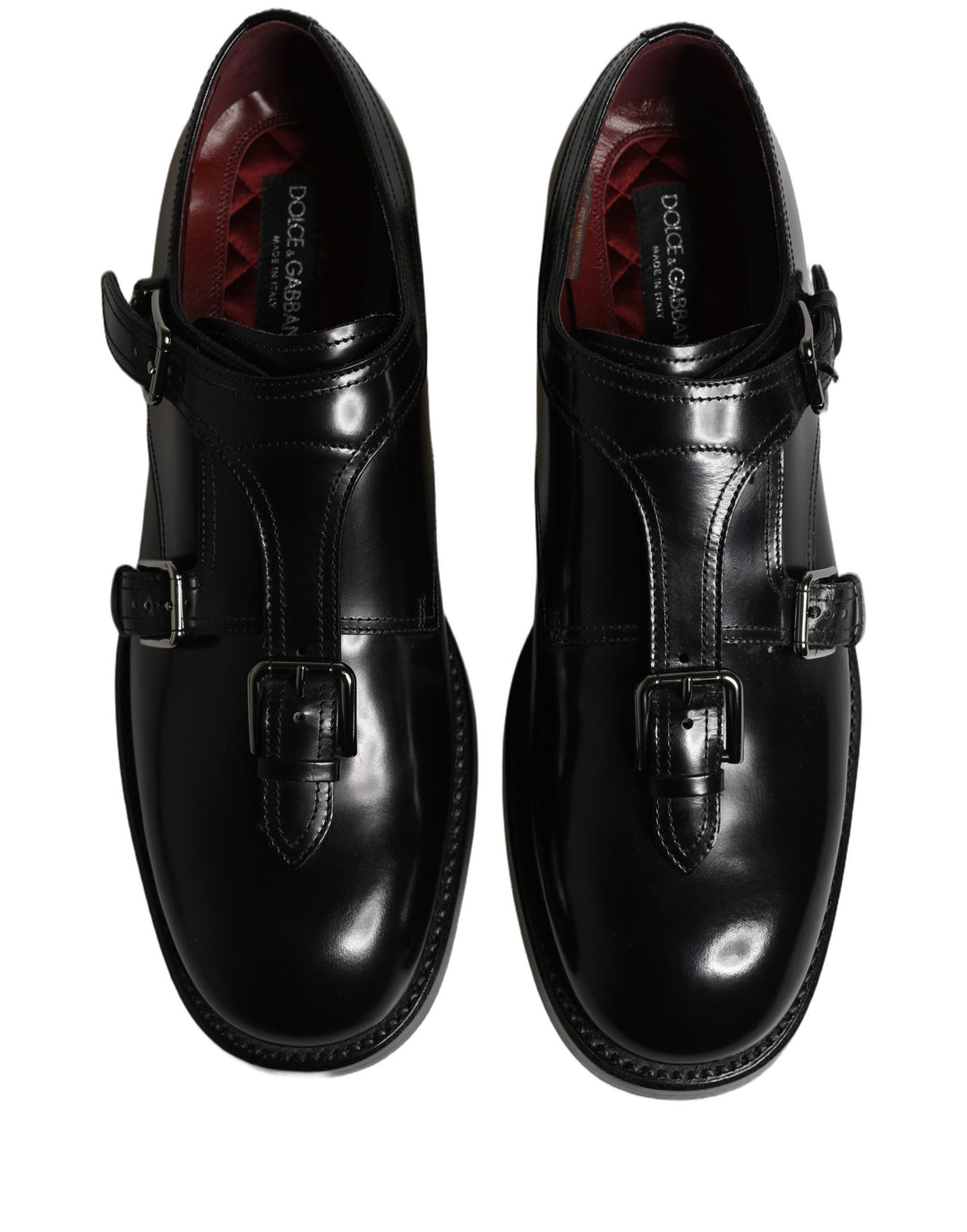Dolce &amp; Gabbana Black Leather Monk Strap Formal Dress Shoes