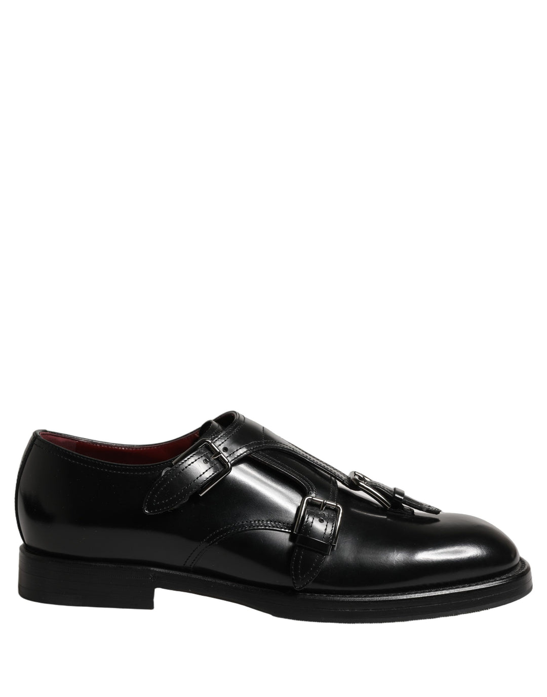 Dolce &amp; Gabbana Black Leather Monk Strap Formal Dress Shoes