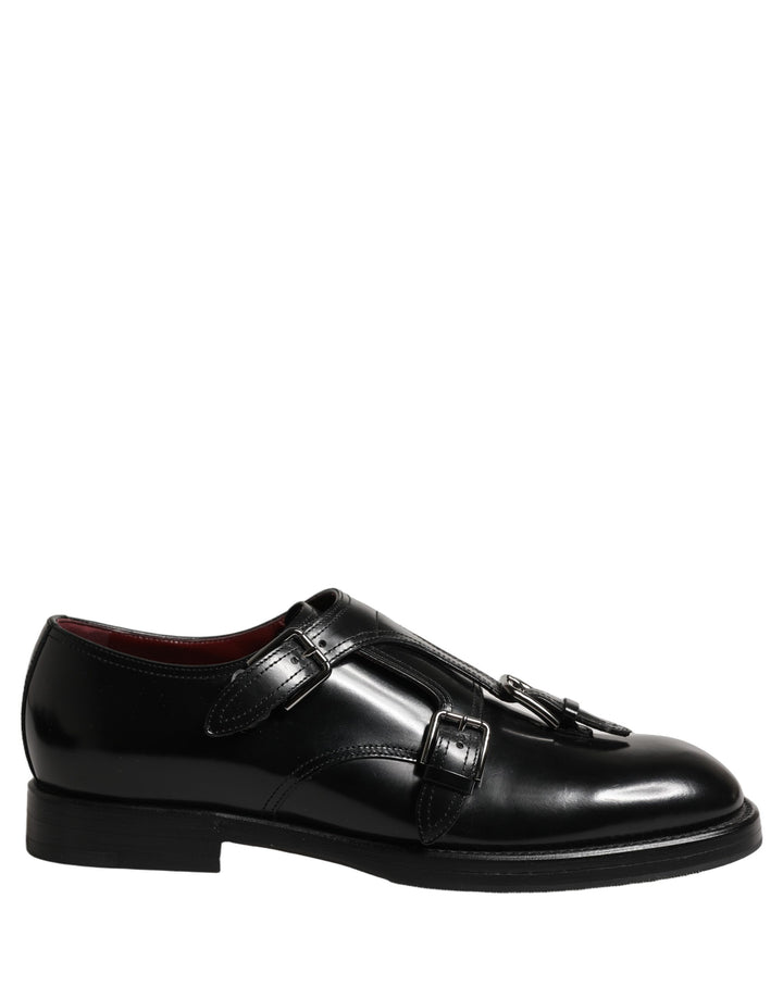 Dolce &amp; Gabbana Black Leather Monk Strap Formal Dress Shoes