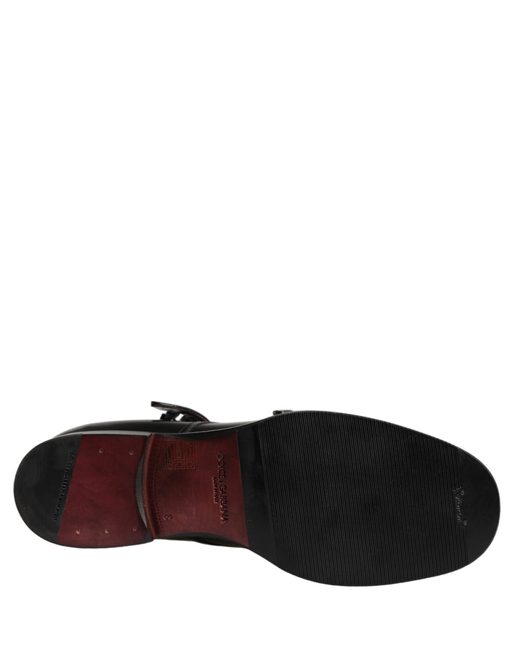 Dolce &amp; Gabbana Black Leather Monk Strap Formal Dress Shoes