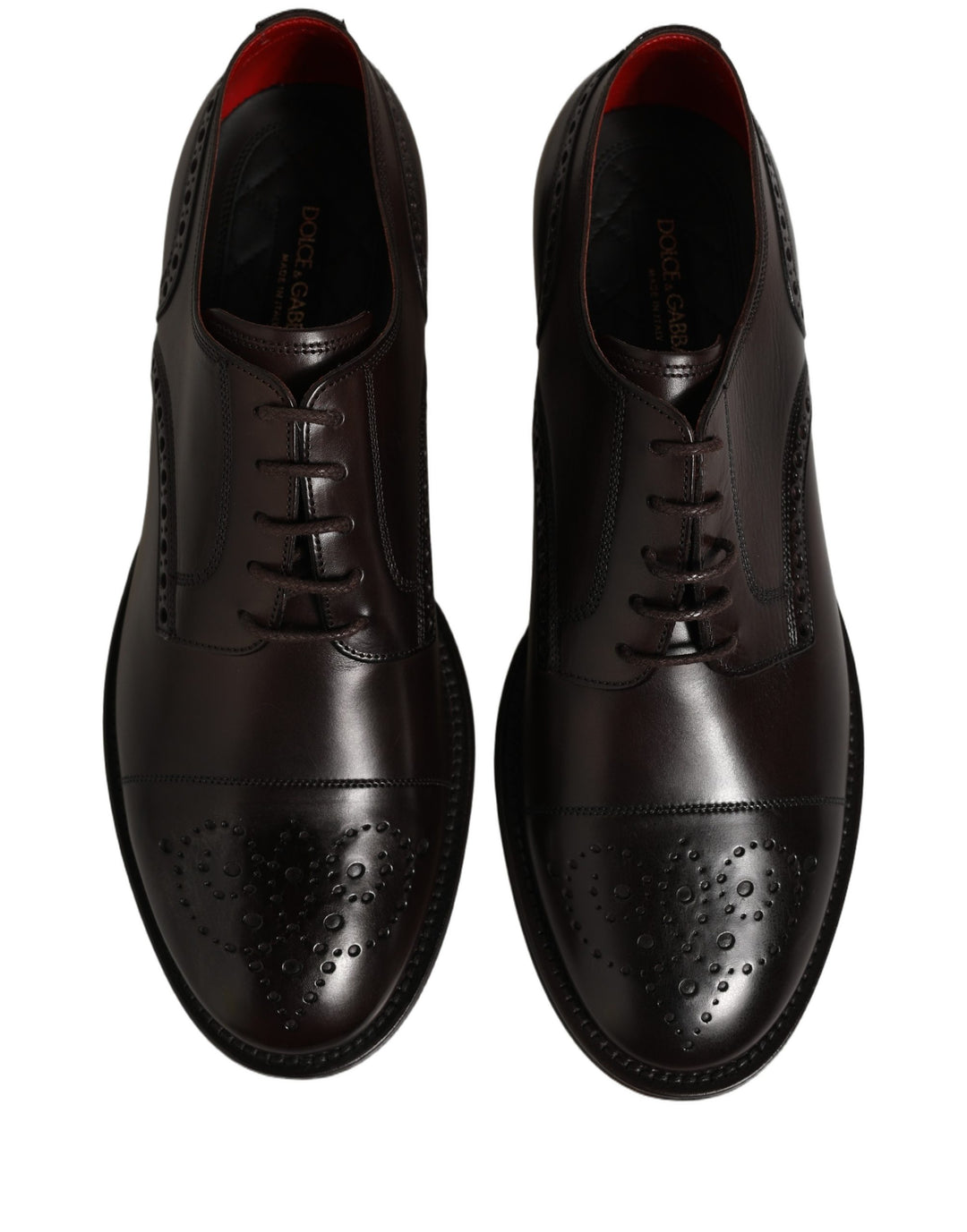 Dolce &amp; Gabbana Maroon Calfskin Leather Derby Men Dress Shoes