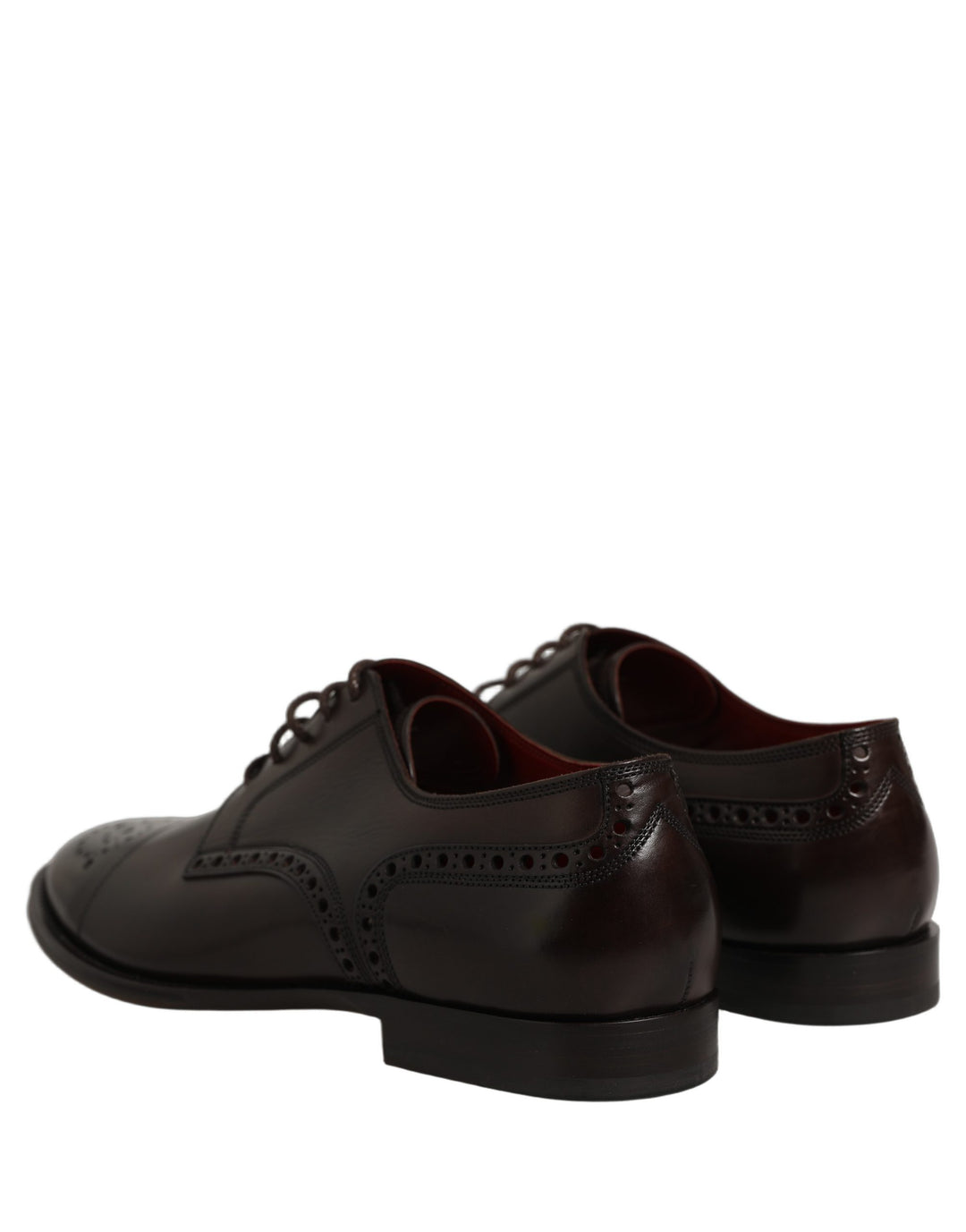 Dolce &amp; Gabbana Maroon Calfskin Leather Derby Men Dress Shoes