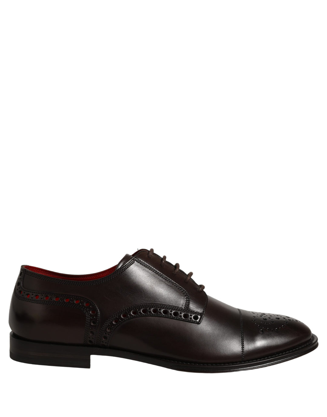 Dolce &amp; Gabbana Maroon Calfskin Leather Derby Men Dress Shoes
