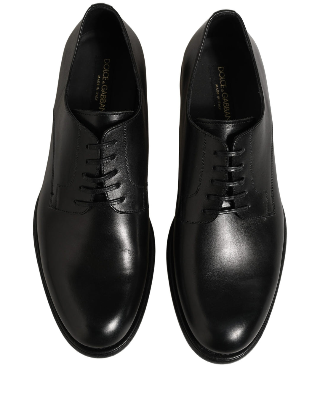 Dolce &amp; Gabbana Black Calfskin Leather Derby Men Dress Shoes