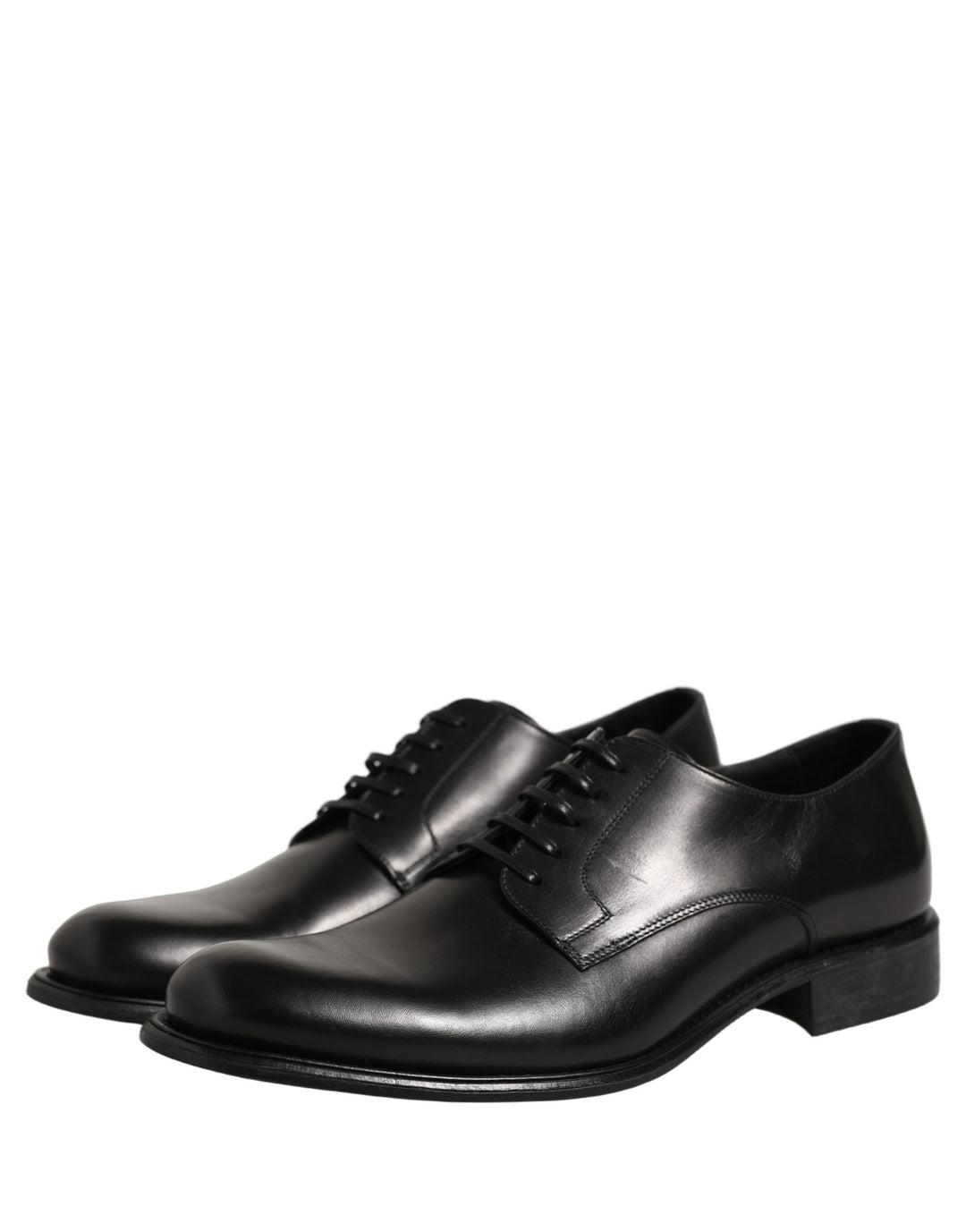 Dolce &amp; Gabbana Black Calfskin Leather Derby Men Dress Shoes