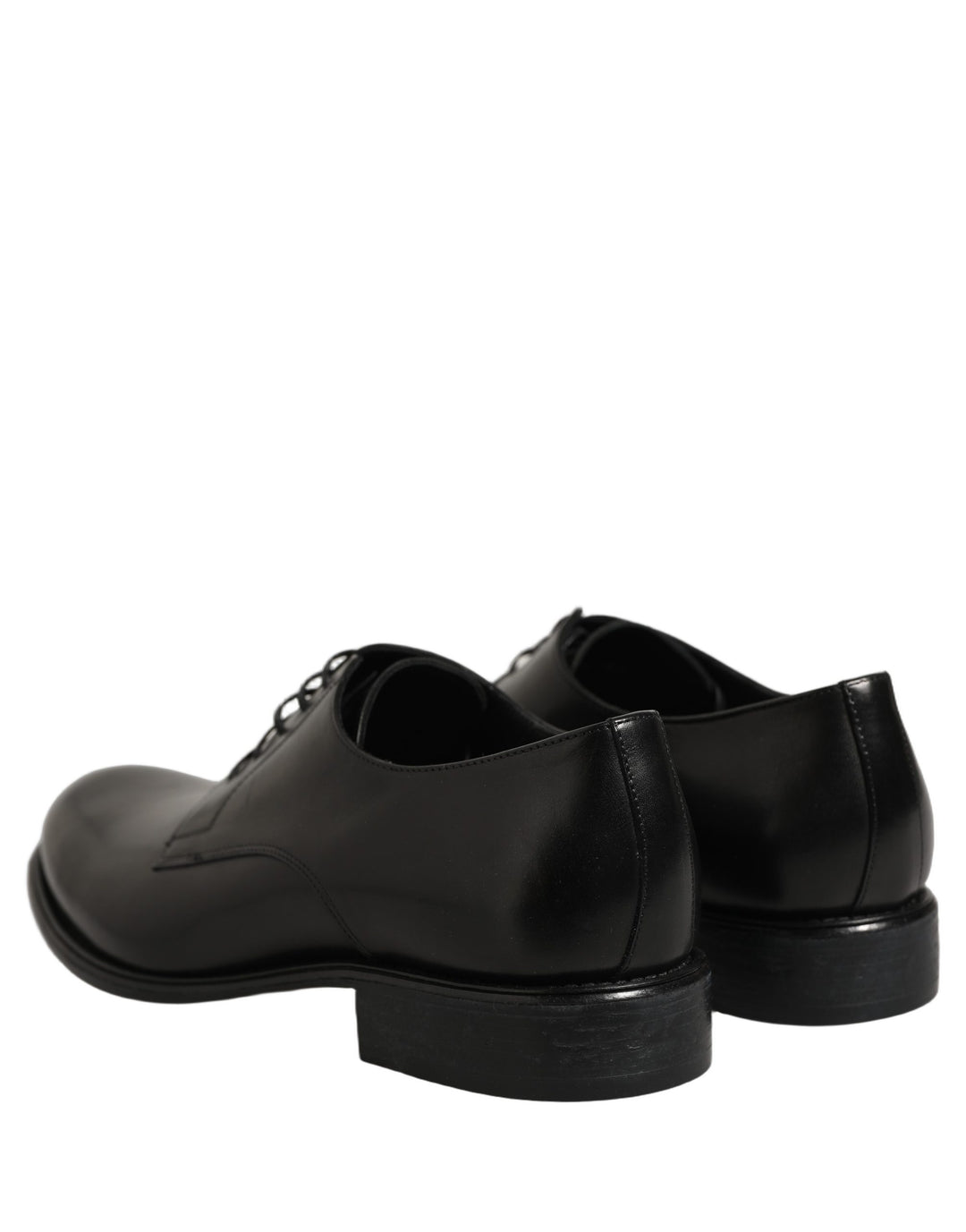 Dolce &amp; Gabbana Black Calfskin Leather Derby Men Dress Shoes