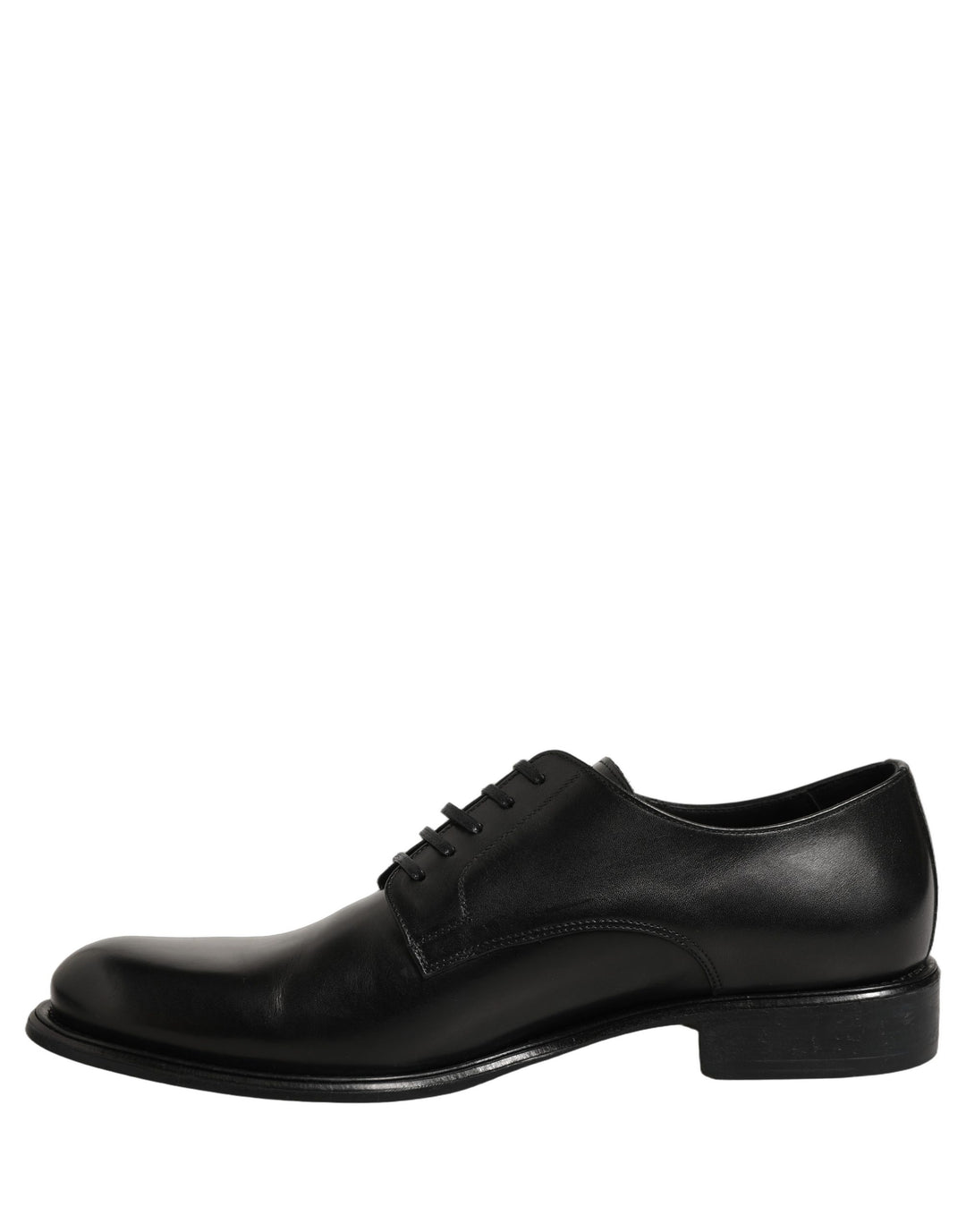 Dolce &amp; Gabbana Black Calfskin Leather Derby Men Dress Shoes