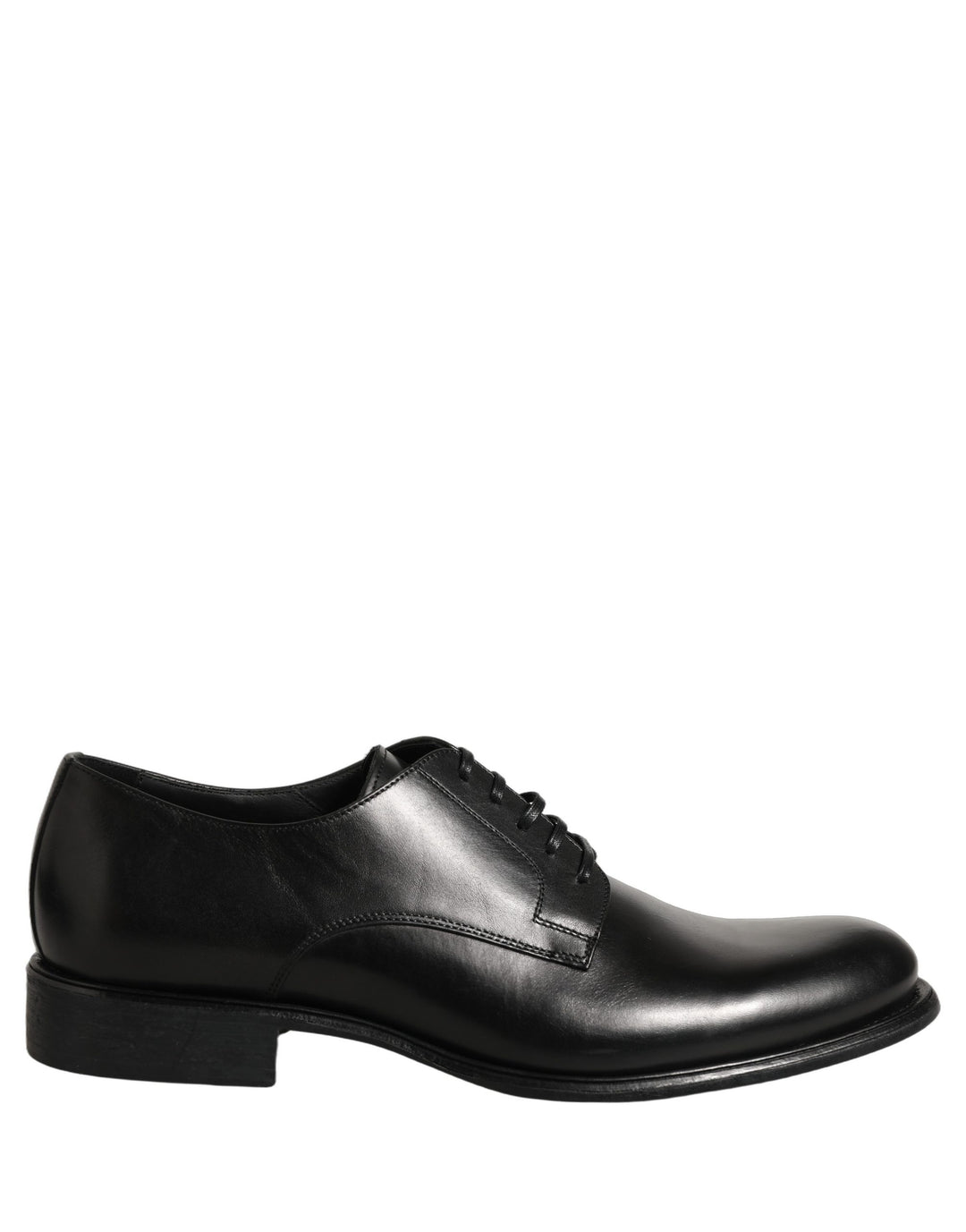 Dolce &amp; Gabbana Black Calfskin Leather Derby Men Dress Shoes