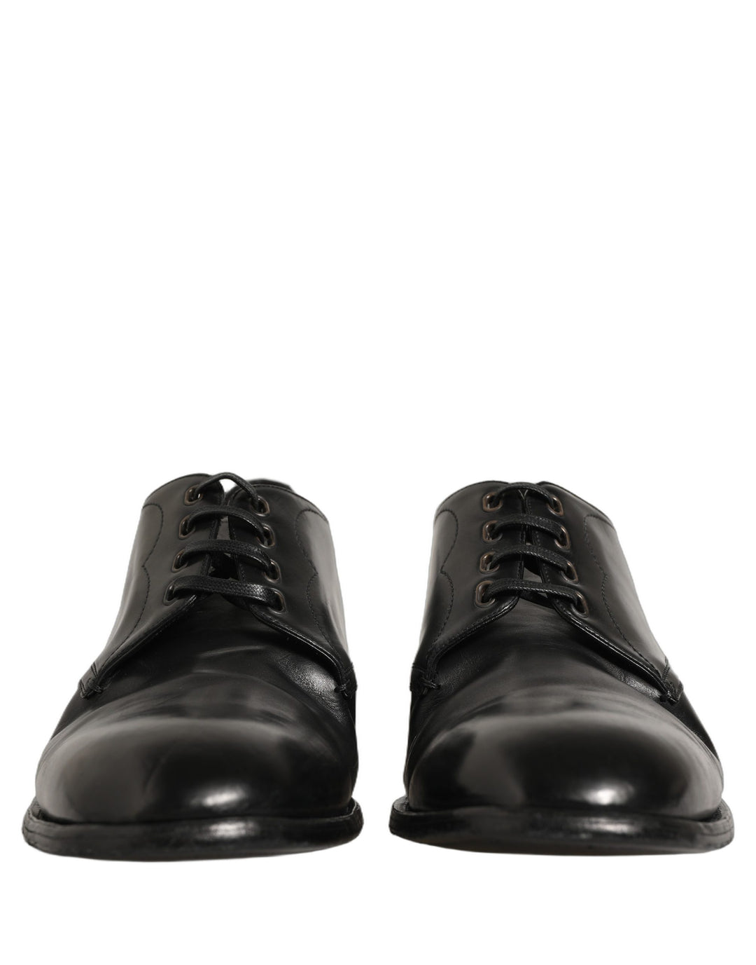 Dolce &amp; Gabbana Black Calfskin Leather Derby Men Dress Shoes