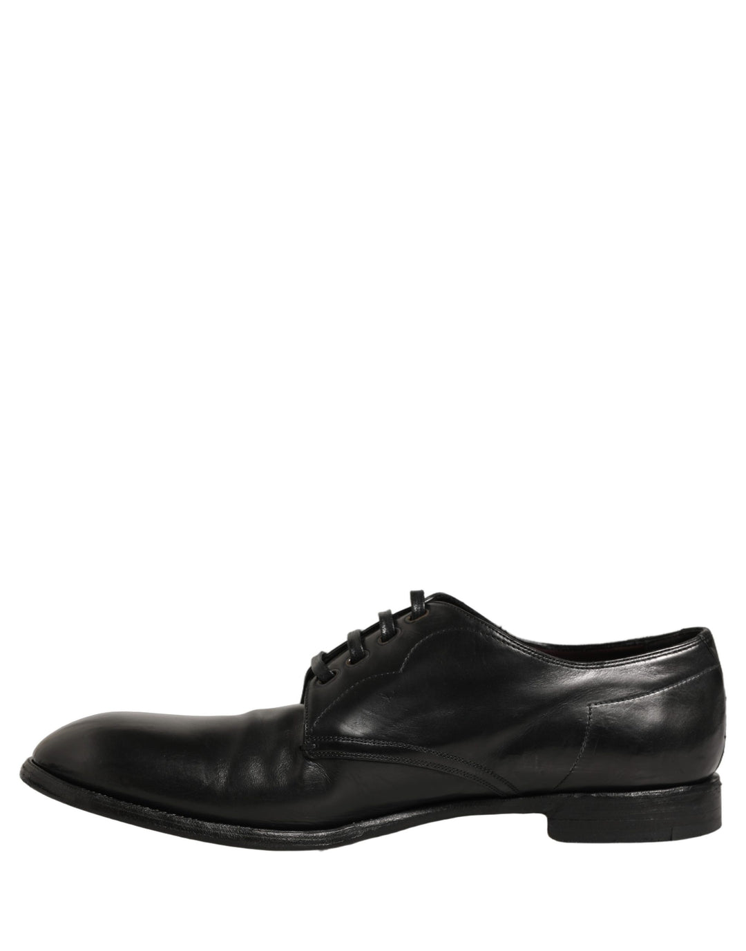 Dolce &amp; Gabbana Black Calfskin Leather Derby Men Dress Shoes