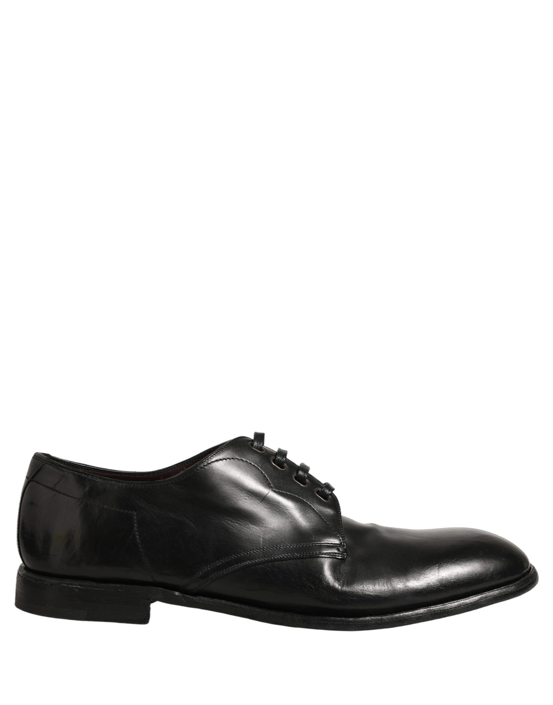 Dolce &amp; Gabbana Black Calfskin Leather Derby Men Dress Shoes