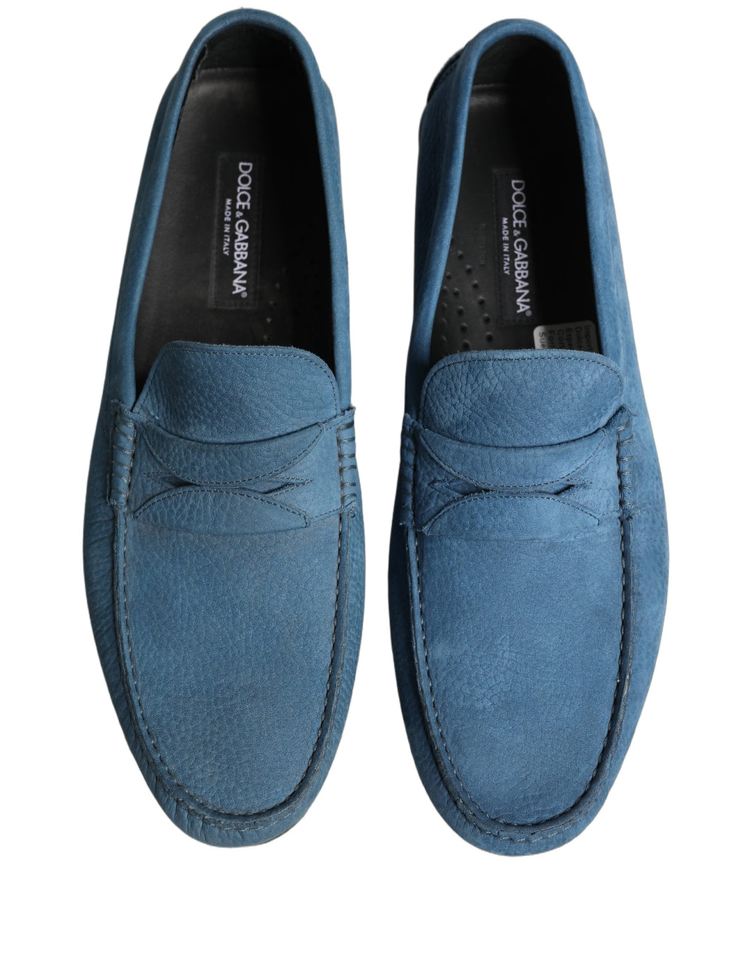 Dolce &amp; Gabbana Blue Calfskin Leather Driver Loafers Shoes