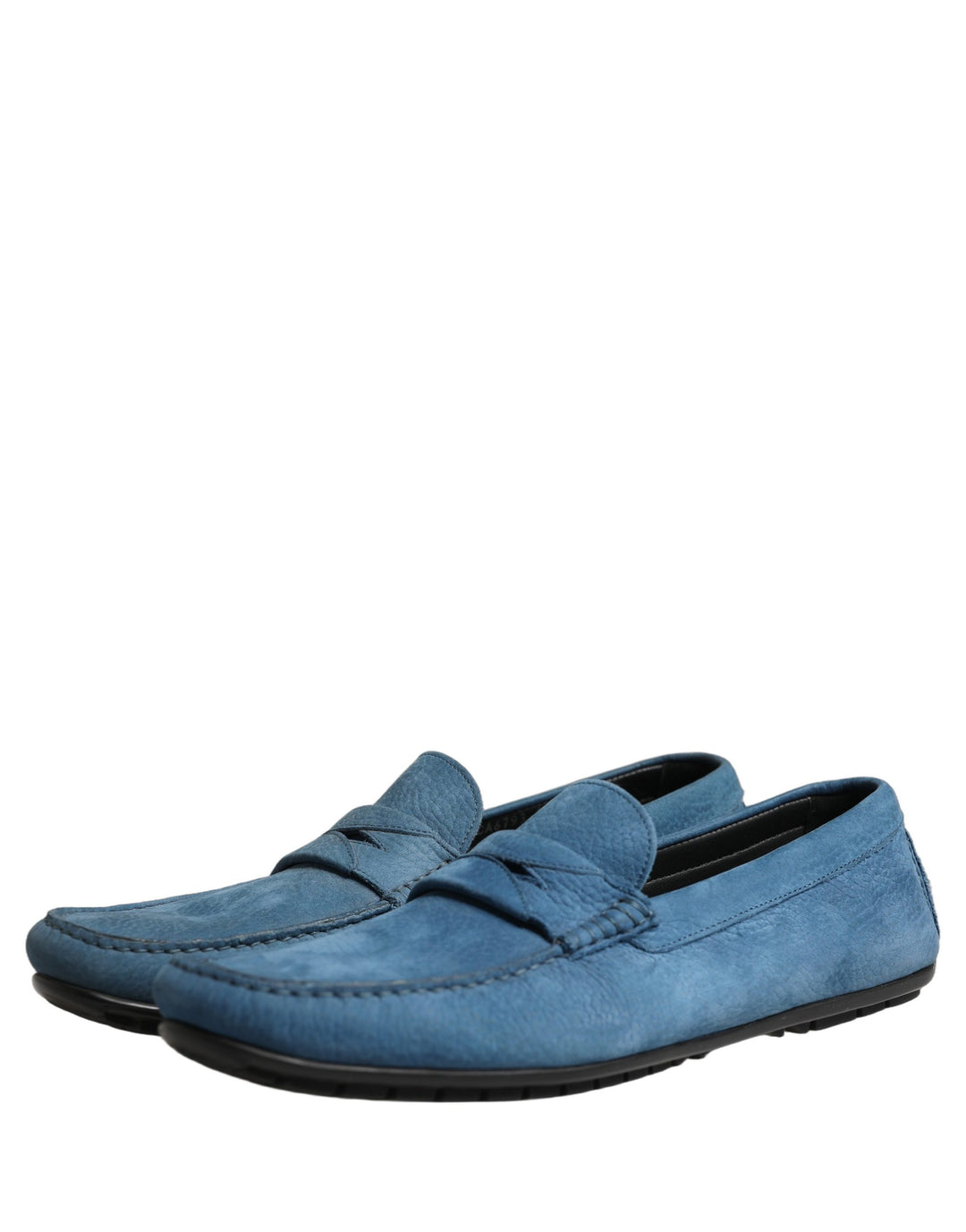 Dolce &amp; Gabbana Blue Calfskin Leather Driver Loafers Shoes