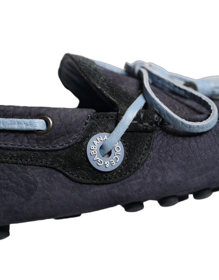 Dolce &amp; Gabbana Navy Blue Suede Leather Tassel Loafers Shoes