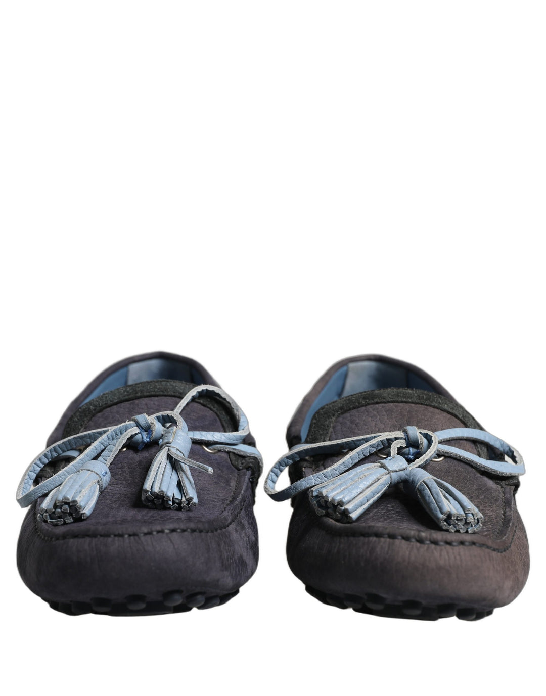 Dolce &amp; Gabbana Navy Blue Suede Leather Tassel Loafers Shoes