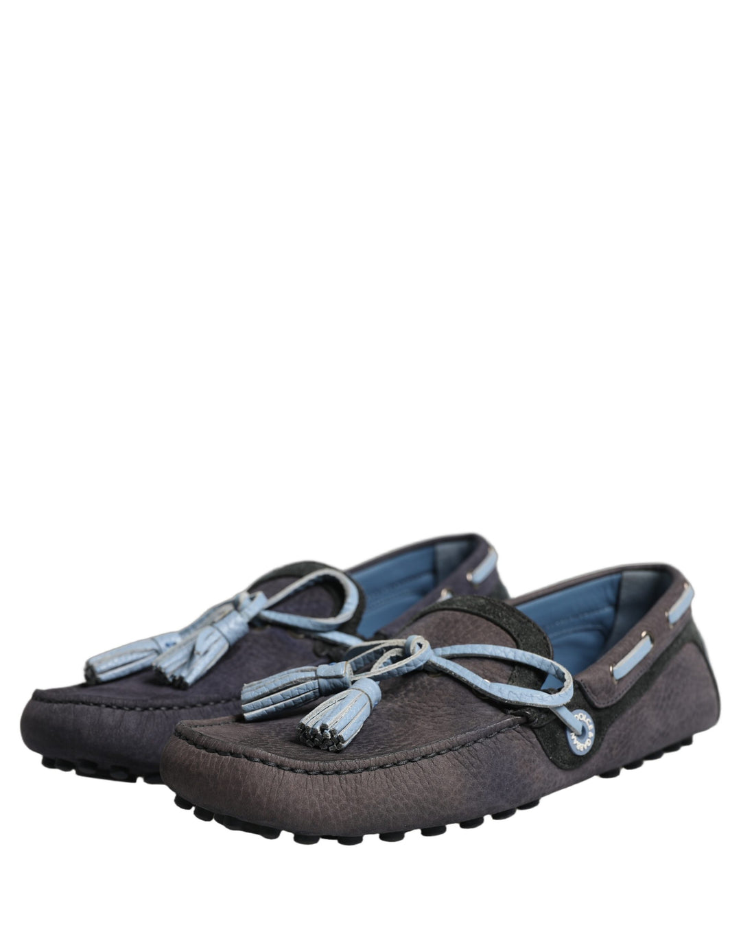 Dolce &amp; Gabbana Navy Blue Suede Leather Tassel Loafers Shoes