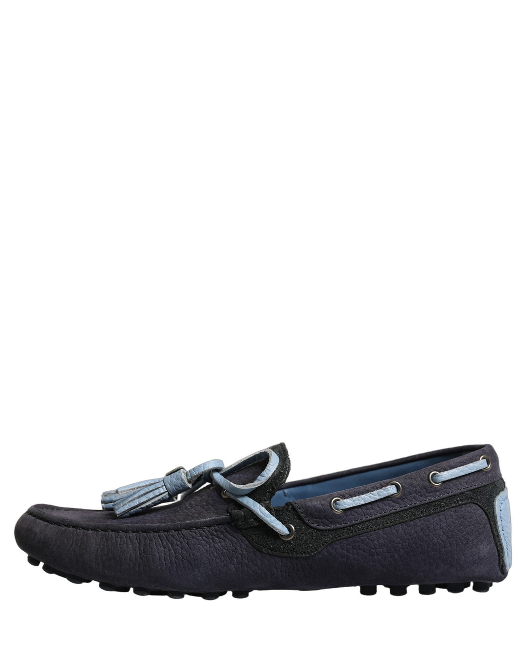Dolce &amp; Gabbana Navy Blue Suede Leather Tassel Loafers Shoes