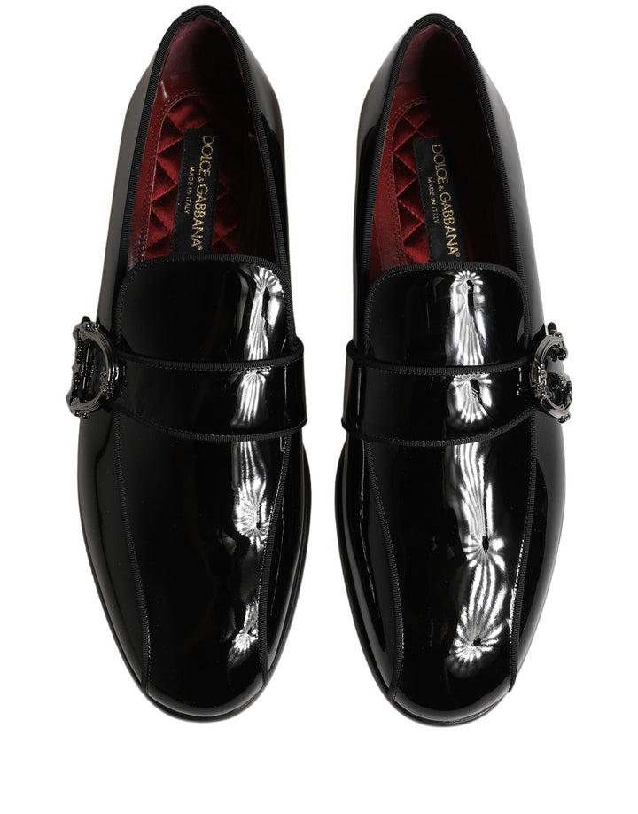 Dolce &amp; Gabbana Black Patent Leather Men Loafers Shoes