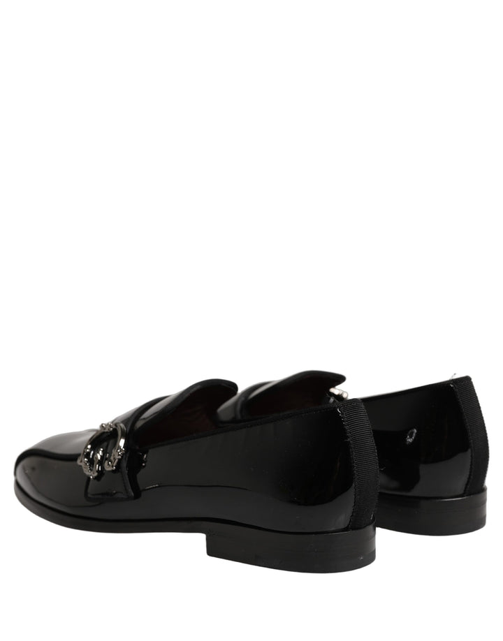 Dolce &amp; Gabbana Black Patent Leather Men Loafers Shoes