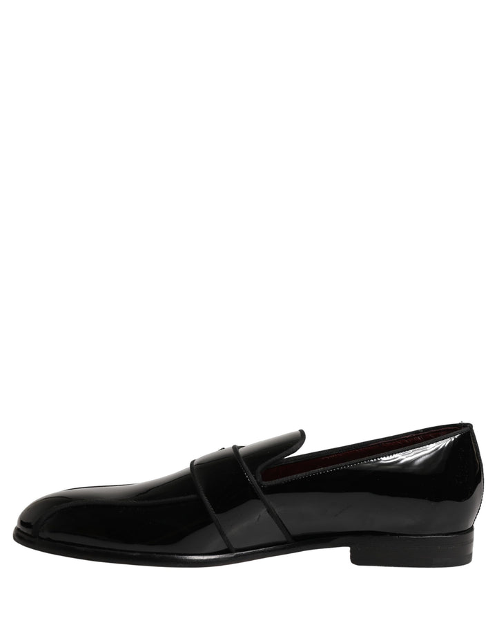 Dolce &amp; Gabbana Black Patent Leather Men Loafers Shoes